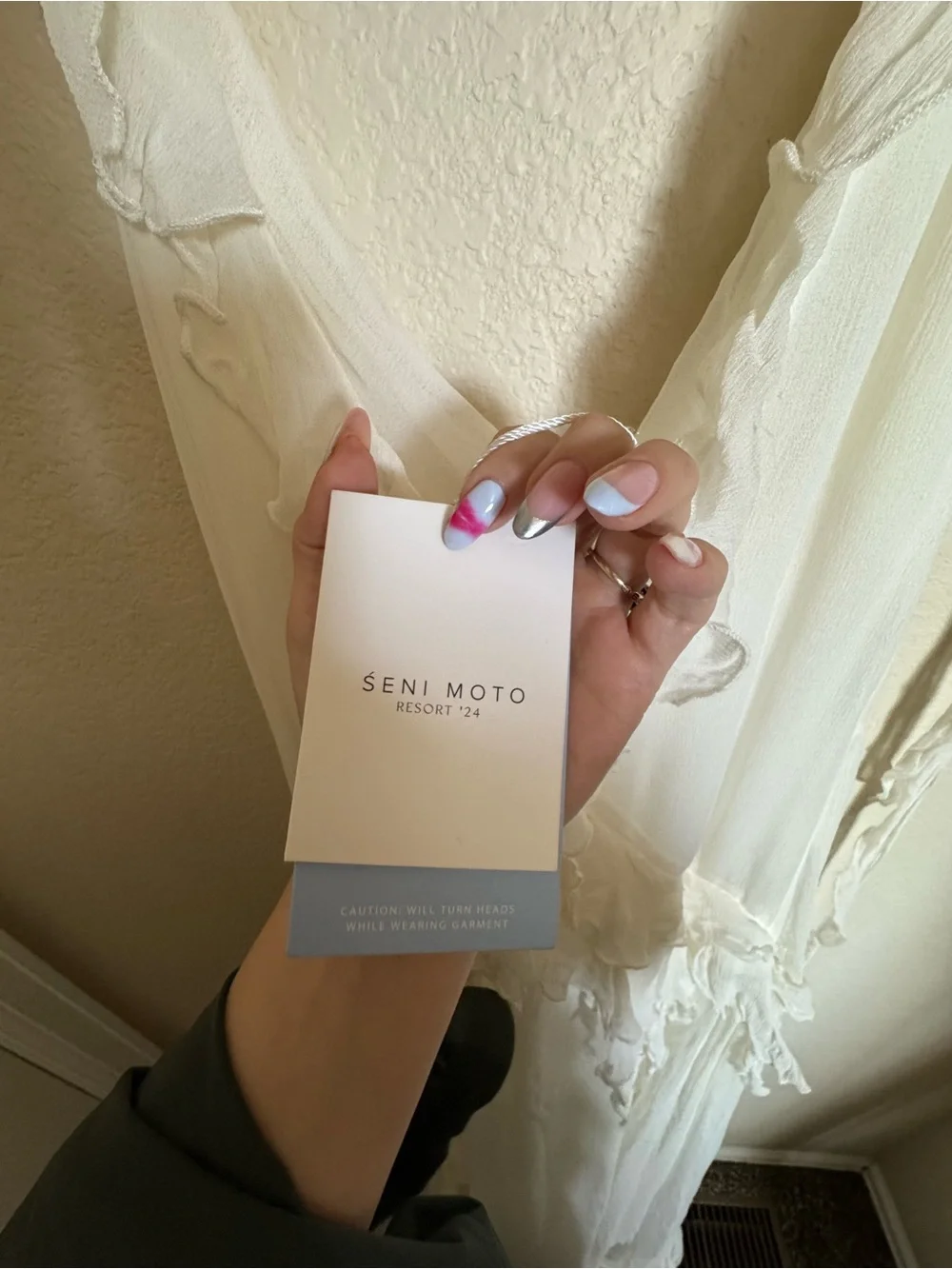 Seni‎ Moto Ozun Maxi Dress Sz L Ivory Ruffle Dreamy Romantic NEW